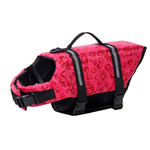 Dog Life Jacket Adjustable Life Preserver for Dog Pet Life Saver with Good Buoyancy & Rescue Handle Blue Flowe
