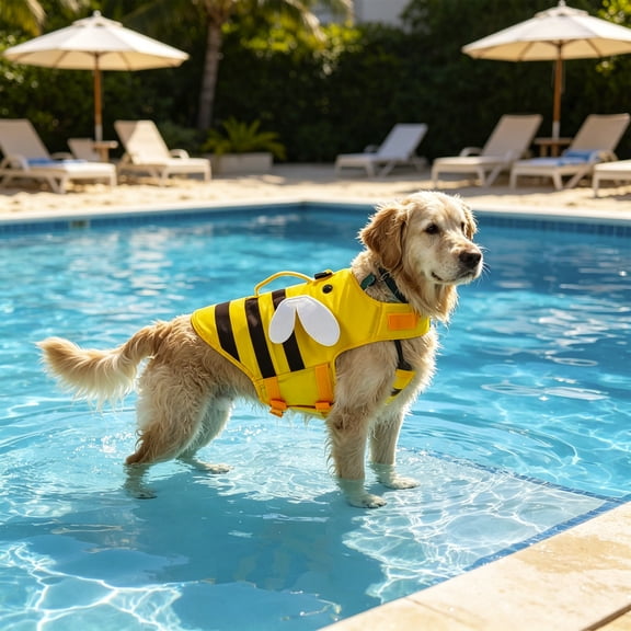 Dog Life Jacket, Adjustable Pet Flotation Vest With Rescue Handle D Ring Reflective Design, Dog Swim Vest for Pool Beach Boating Swimming Water Sports Training