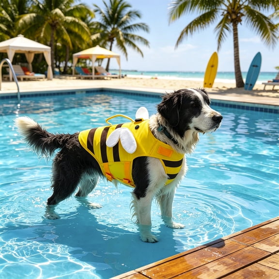 Dog Life Jacket, Adjustable Pet Flotation Vest With Rescue Handle D Ring Reflective Design, Dog Swim Vest for Pool Beach Boating Swimming Water Sports Training