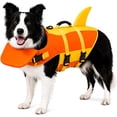 thumbnail image 1 of Dog Life Jacket with Chin Float, Shark Vest for Swimming, Rescue Handle.Pet Buoyancy Aid, Neck Support, Adjustable Straps, Quick-Release Buckles, Pool & Beach Use, Small to Large Dogs, 1 of 5