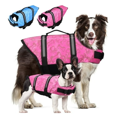 Dog Life Jacket Easy-Fit Adjustable Belt Pet Saver Swimming Safety Swimsuit Preserver with Reflective Stripes for Doggie