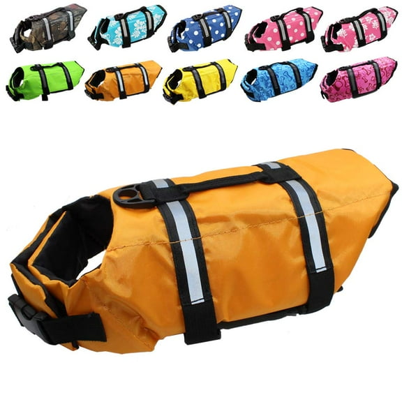Dog Life Jacket Easy-Fit Adjustable Belt Pet Saver Swimming Safety Swimsuit Preserver with Reflective Stripes for Doggie