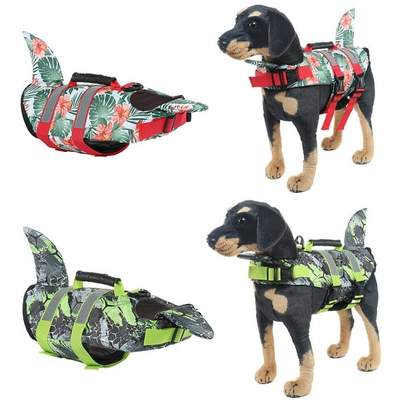 Dog Life Jacket Easy-Fit Adjustable Belt Pet Summer Saver Swimming Safety Swimsuit Preserver with Reflective Stripes for Doggie