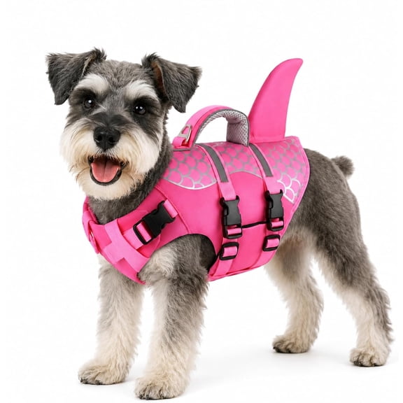 Dog Life Jacket, High Buoyancy Swim Vest with Rescue Handle (Pink, X-Small) | For swimming, boating, pool, and beach use; reflective, adjustable design for small, medium, and large dogs