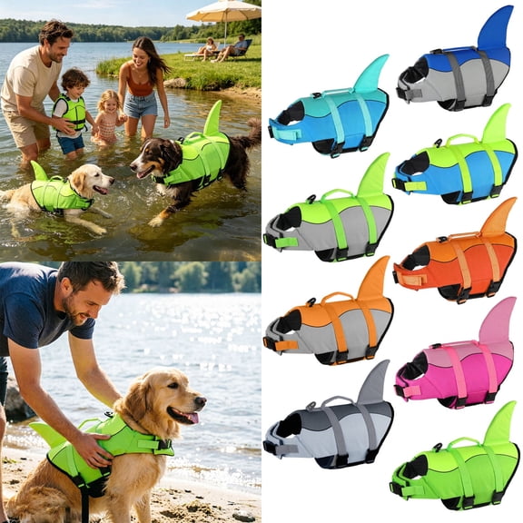 Dog Life Jacket High Flotation, Reflective Dogs Life Vest for Swimming Boating, Adjustable Small Medium Large Dog lifejacket, Lightweight Dogs Life Jacket Handle Spring Summer Pool
