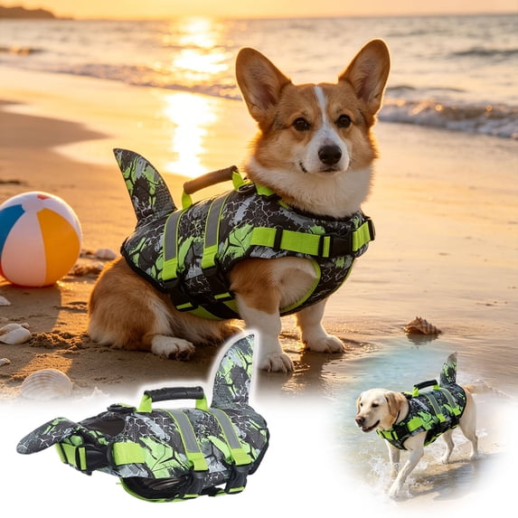 Dog Life Jacket High Flotation, Reflective Dogs Life Vest for Swimming Boating, Adjustable Small Medium Large Dog lifejacket, Lightweight Dogs Life Jacket Handle Spring Summer Pool