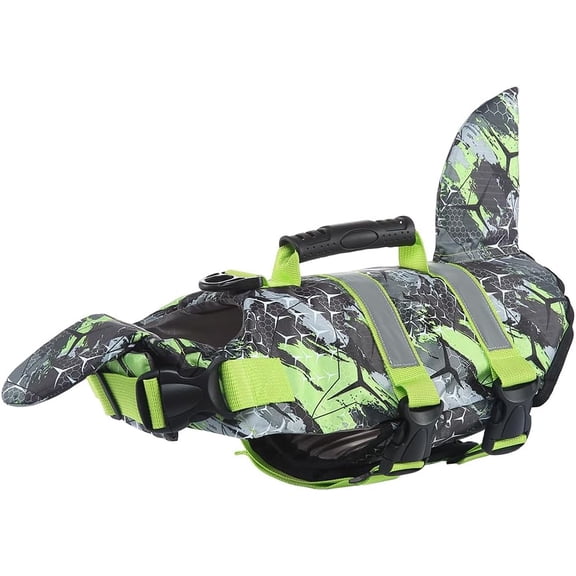 Dog Life Jacket Shark Tail Reflective Handle for 13-77 Lb Dogs