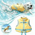thumbnail image 1 of Dog Life Jacket, Yellow Cartoon Dog Life Vest for Small Medium Dogs, Adjustable Pet Swimming Vest with Buoyancy Support, Puppy Floatation Jacket for Beach, Pool, Boating & Summer Water Activities, 1 of 5