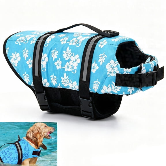 Dog Life Jacket with Chin Float – Adjustable Reflective Life Vest with Handle, 7 Sizes for Small to Large Dogs, Swimming & Boating