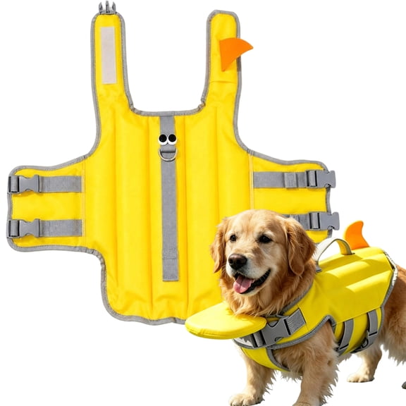 Dog Life Jacket with Chin Float, High Buoyancy Anti Roll Swim Vest with Rescue Handle for Swimming Boating Beach