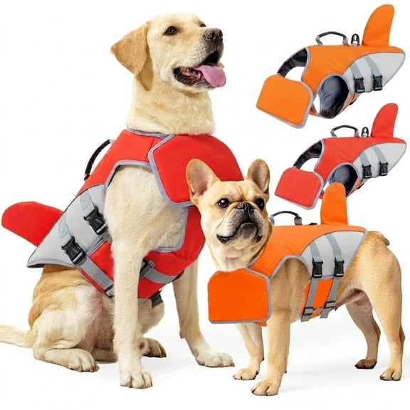 Amztom Dog Life Jacket for Swimming – Adjustable Buoyancy Aid Flotation Vest for Boating Pool Beach, Safety Flotation Vest for Medium Dogs (Orange,M)