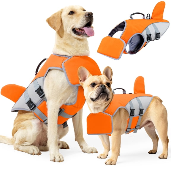 Dog Life Vest for Swimming, Dog Floatation Jacket with Adjustable Straps, Buoyancy Aid for Boating Pool Beach, Safety Gear for Dogs,Orange,S