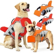 Amztom Dog Life Jacket for Swimming – Adjustable Buoyancy Aid Flotation Vest for Boating Pool Beach, Safety Flotation Vest for Small Dogs (Orange,S)