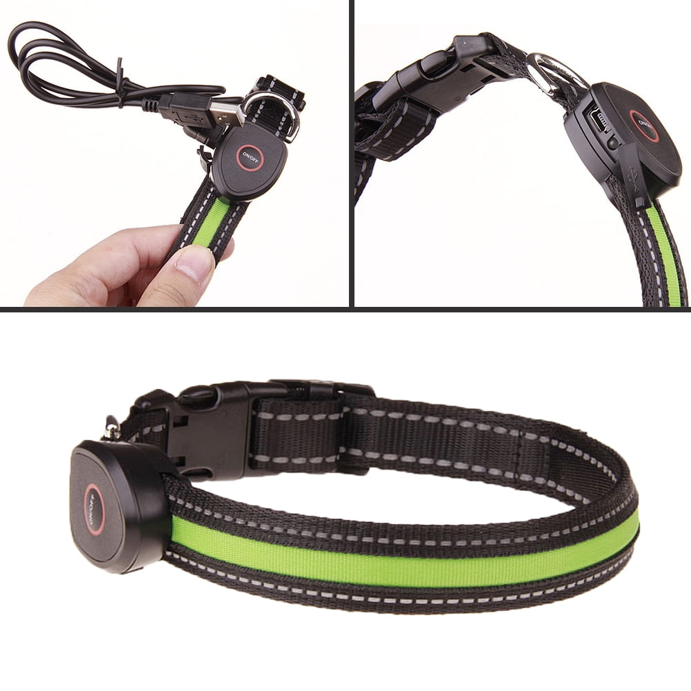 Dog Lighted Necklace Flashing Pet Collar LED Charge Pit Bull Nylon