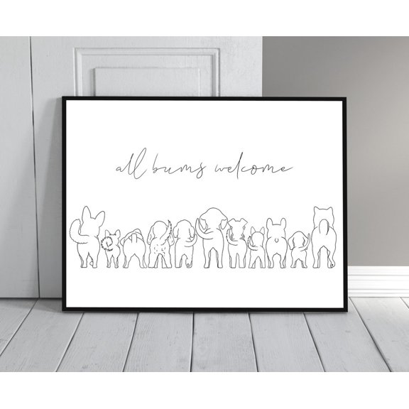 Dog Line Art Entry Hall Wall Art Print, Unframed Paper Poster 8x10in