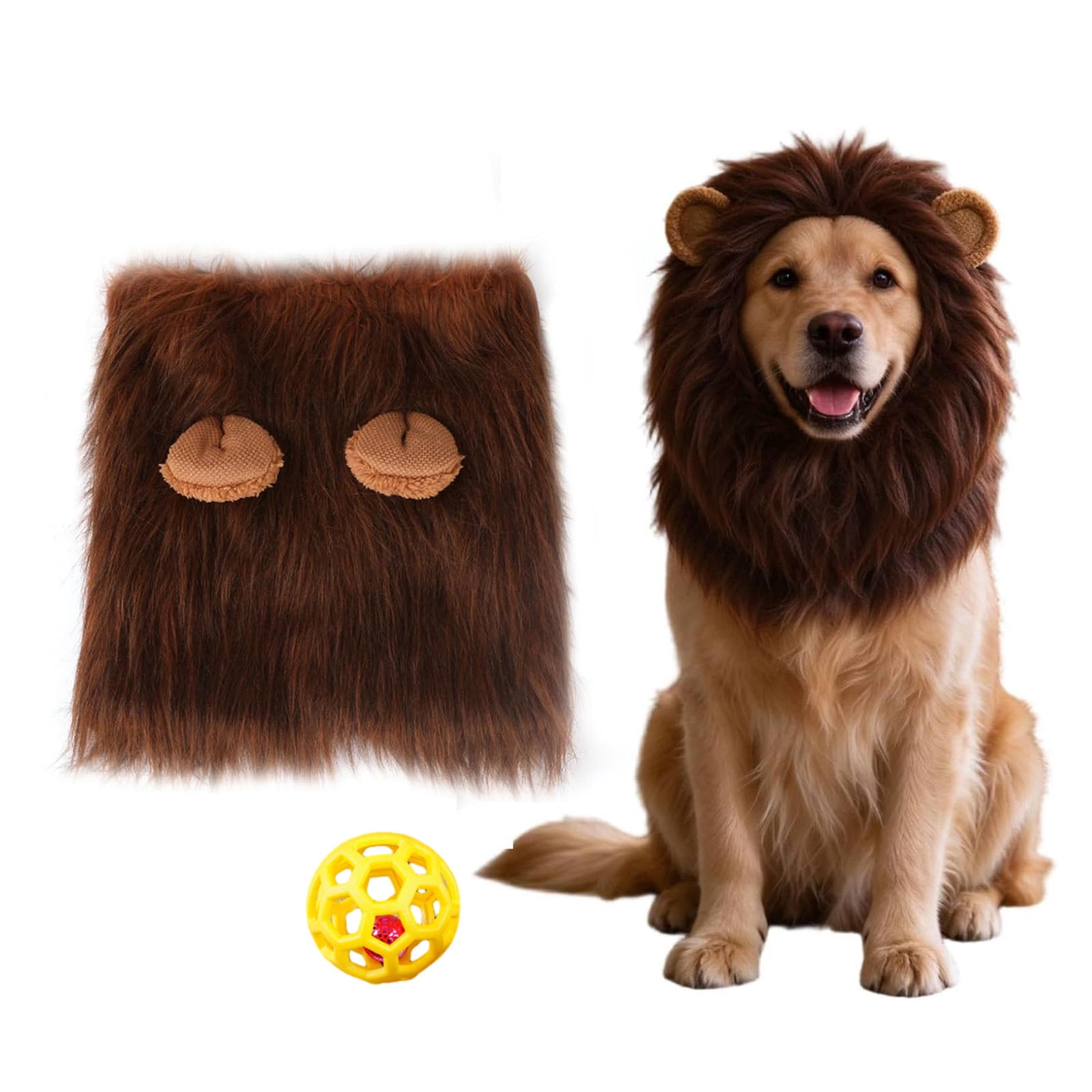 Dog Lion Costume with Ears, Realistic Lion Mane Wig Pet Costume for ...