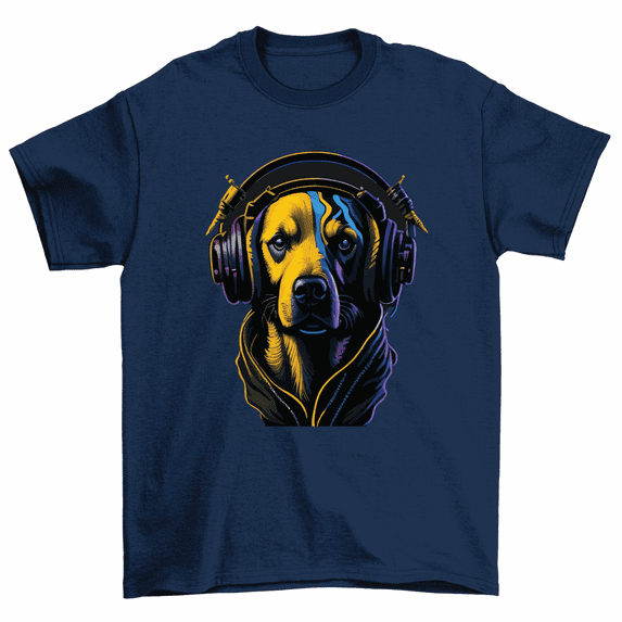 Dog Listening To Music With Headphones T-Shirt Men