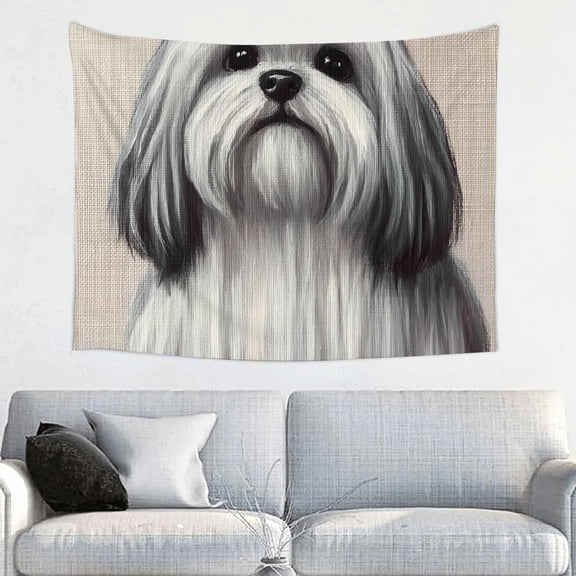 Dog Long Haircut Furry Tapestry Wall Decor, 100% Polyester Aesthetic Tapestry for Bedroom and Living Room Decoration 40x30in