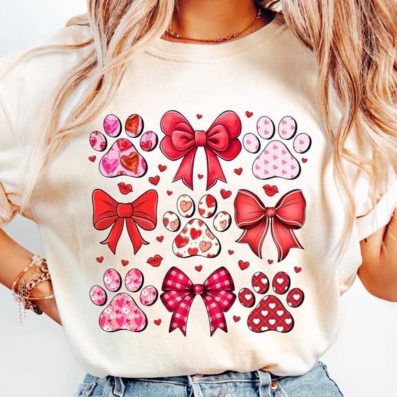 Dog Love Coquette Shirt Dog Mom Paw Heart Love Dog Love Tee Unisex Soft SAND S-5XL