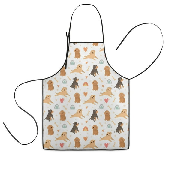 Dog Love Rainbow Kids Aprons for Girls and Boys,Adjustable Neck Strap Toddler Aprons for Kids Cooking Baking