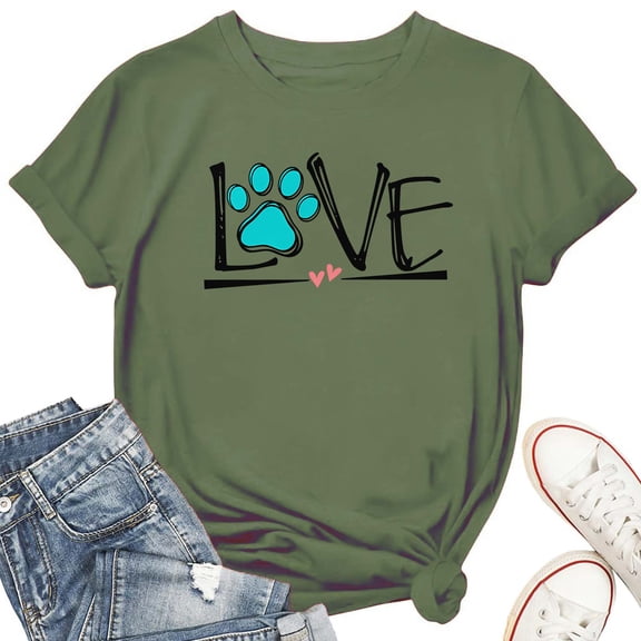 Dog Love Women's T-Shirt – Cute Puppy Graphic Tee, Funny Dog Mom Design, Pet Lover Casual Short Sleeve Top