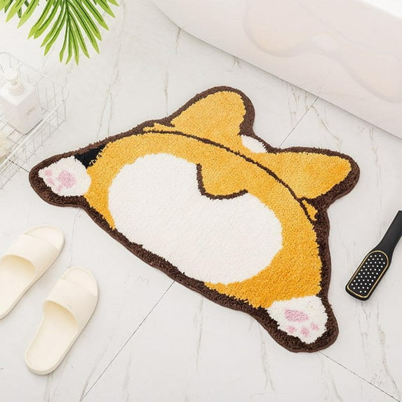 Dog Lover Bathroom Rug Non-Slip Corgi Carpet, DELESYS Room Carpet,Ideal for Tub Living Room Carpet, Soft Absorbent, Durable Plush Rug, Machine Wash, Dog Lover Gift, 40x60cm