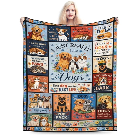 Dog Lover Blanket Gift Cute Dog Pattern Throw Blanket Cozy Soft Home Decor Gift for Dog Lovers Pet Owners 50x40