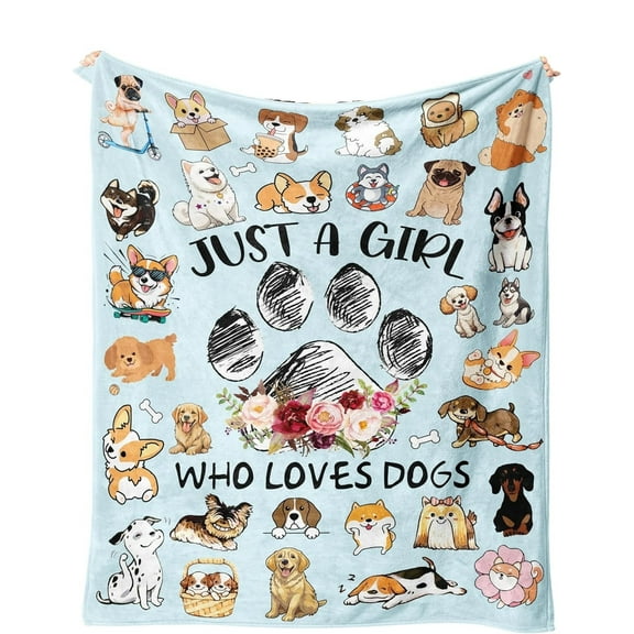 Dog Lover Blanket – Soft Cozy Throw Gift for Women, Pet Mom Birthday or Holiday Present, Aesthetic Flannel Dog Blanket