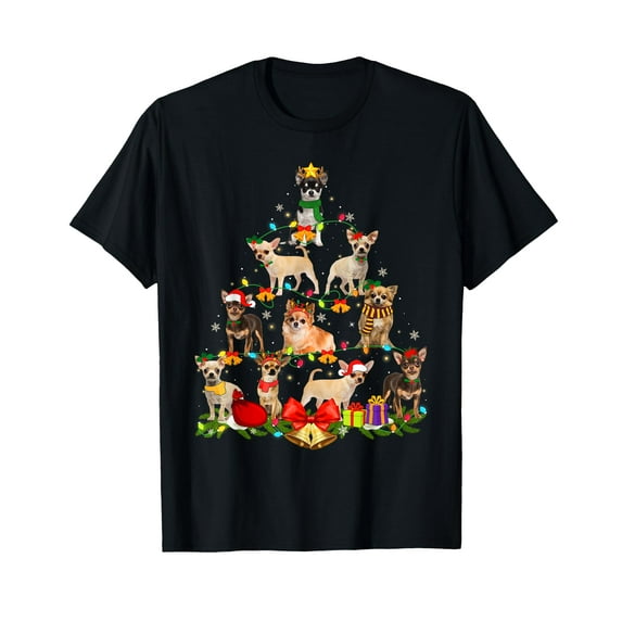 Dog Lover Chihuahua Tree Christmas Light Xmas Pajama T-Shirt