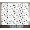 thumbnail image 1 of Ambesonne Dog Lover Curtains 2 Panel Set, Sketch Style Terriers, 108" x 63", Black White, 1 of 3