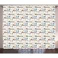 thumbnail image 1 of Ambesonne Dog Lover Curtains 2 Panel Set, Wiener Dog Cartoon, 108" x 63", Multicolor, 1 of 3