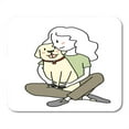 thumbnail image 1 of Dog Lover Cute Woman Sitting Cross Legged Snuggling Up Mousepad Mouse Pad Mouse Mat 9x10 inch, 1 of 3