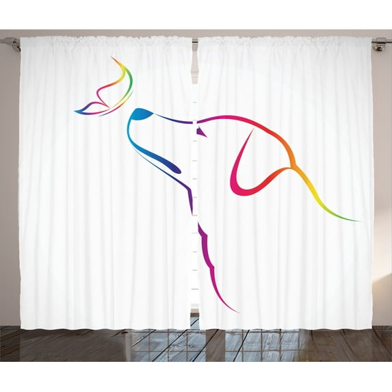 Ambesonne Colorful Curtains 2 Panel Set, Butterfly Dog Labrador, 108" x 90", Multicolor