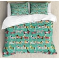thumbnail image 1 of Dog Lover Duvet Cover Set King Size, Abstract Puppy Pattern with Human Clothing Fun Dress up Theme Domestic Animals, Decorative 3 Piece Bedding Set with 2 Pillow Shams, Multicolor, by Ambesonne, 1 of 3