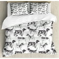 thumbnail image 1 of Dog Lover Duvet Cover Set, Monochrome Sketch of Various Dog Breeds on Plain Background Print, Decorative 3 Piece Bedding Set with 2 Pillow Shams, Calking Size, Dark Purple Grey White, by Ambesonne, 1 of 3