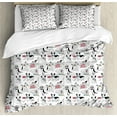 thumbnail image 1 of Dog Lover Duvet Cover Set, Pattern of Playful Puppies Funny Bad Habits Naughty Pet Doodle, Decorative 3 Piece Bedding Set with 2 Pillow Shams, Queen Size, Dark Purple Multicolor, by Ambesonne, 1 of 3