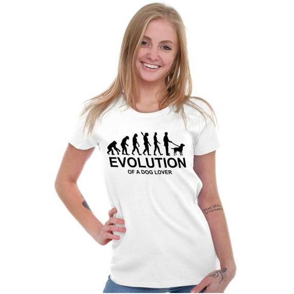 Dog Lover Evolution Funny Pet Owner Womens Fitted Plus Size Graphic Tee Brisco Brands 3X