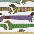 thumbnail image 1 of Ambesonne Dog Lover Fabric by the Yard Upholstery, Dachshunds in Clothes, 2 Yards, Multicolor, 1 of 4