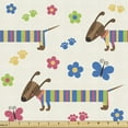thumbnail image 1 of Ambesonne Dog Lover Fabric by the Yard Upholstery, Wiener Dog Cartoon, 2 Yards, Multicolor, 1 of 4