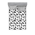 thumbnail image 1 of Dog Lover Fitted Sheet & Pillow Sham Set, Monochrome Dachshunds in Numerous Stances Active Life Pet Canine Abstract Image, Decorative 6 Piece Bedding Decor Set, Calking, Black White, by Ambesonne, 1 of 3