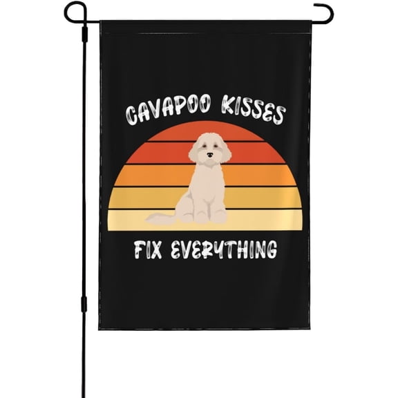 Dog Lover Flag Cavapoo Kisses Fix Everything Flags Cavapoo Kisses Fix Everything Garden Flag Funny Garden Flag 12x18 Double Sided Decorative Banner For Summer