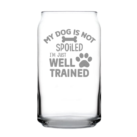 Dog Lover , Funny Pet Glass, Engraved Pint Owner Drinkware, Etched Glassware, 16oz Can-Shaped Personalized Quote
