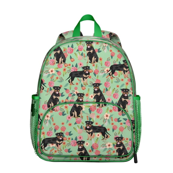 Dog Lover Gift Student Backpack – Cute Puppy Paw Print with Bone and Tail Cartoon Design, Artistic Watercolor Style for School