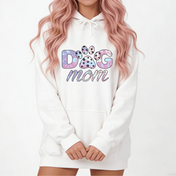 Dog Lover Inspired Dog Mom Pastel Graphic Hoodie Womans Print White/Black Size S-2XL Daily Outing Comfort Tops