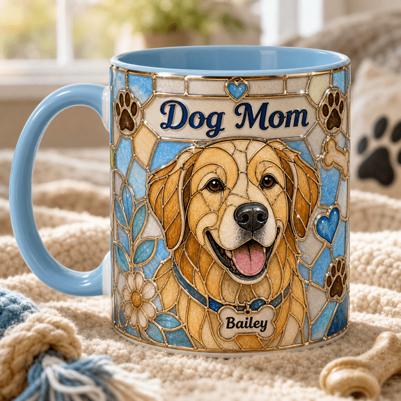 Dog Lover Mug, 2D Flat Ceramic Mug Personalized Pet Mug for Dog Mom Gift