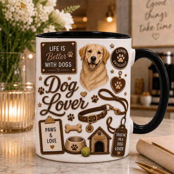 Dog Lover Mug 3D Effect Canine Enthusiast Coffee Cup Gift for Dog Owners