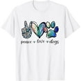 thumbnail image 1 of Dog Lover Peace Love Dogs Puppy Paw T-Shirt, 1 of 5