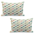 thumbnail image 1 of Dog Lover Quilted Pillowcover Set of 2, Polka Dotted Animal Silhouettes English Terriers Abstract Pattern Image, Standard Queen Size Pillow Cover for Bedroom, 30" x 20", Multicolor, by Ambesonne, 1 of 1