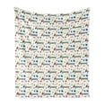 thumbnail image 1 of Dog Lover Soft Flannel Fleece Blanket, Wiener Dog Cartoon Dachshund Puppy with Striped Pajamas Flowers and Butterflies, Cozy Plush for Indoor and Outdoor Use, 60" x 80", Multicolor, by Ambesonne, 1 of 5