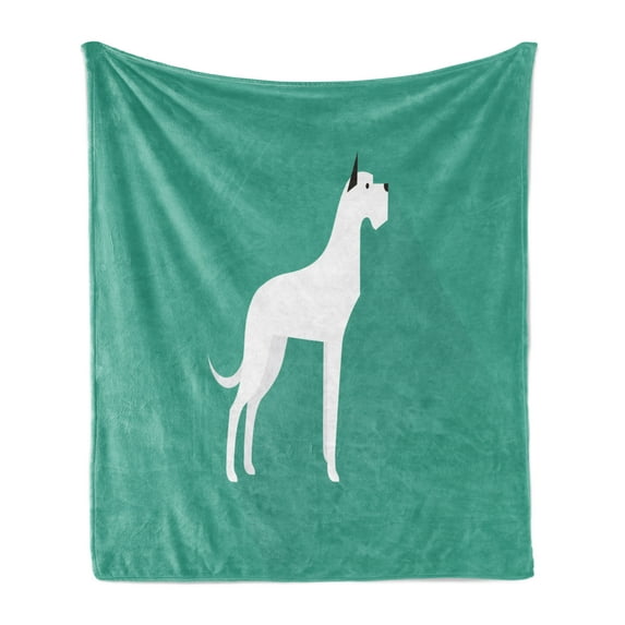 Dog Lover Soft Flannel Fleece Throw Blanket, Animal Lover Illustration Simplistic of Dog, Cozy Plush for Indoor and Outdoor Use, 50" x 60", Seafoam Grey, by Ambesonne